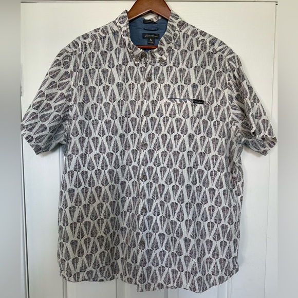 Eddie Bauer Men’s 2XL Classic Fit 100% Cotton Leaf Print Short Sleeve Shirt - Picture 1 of 12